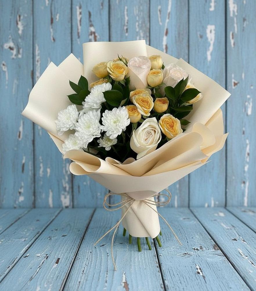 Букет цветов из: Розы и Хризантемы в Демихово