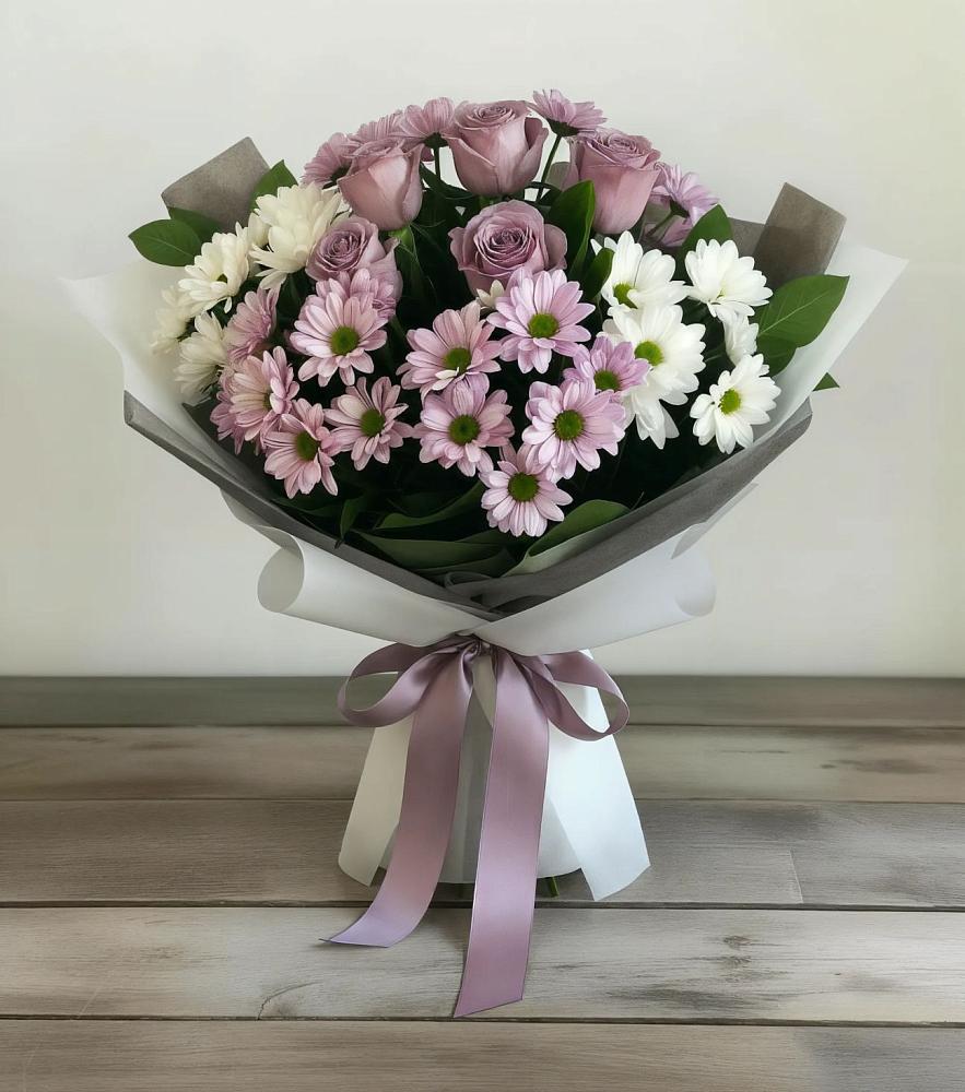 Букет цветов из: Хризантемы и Розы в Демихово