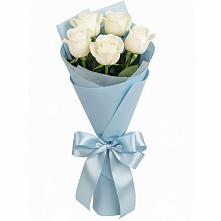Букет 5 Белых роз Проуд в Демихово