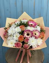 Букет цветов из:  Розы, Герберы и Хризантемы #REPLACE_PRED# Демихово