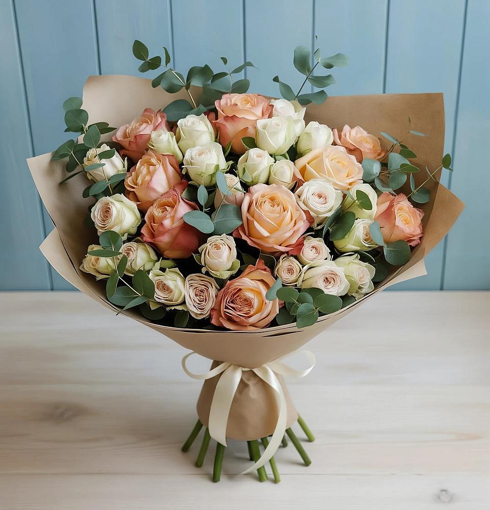 Букет цветов из: Альстромерии и Розы в Демихово