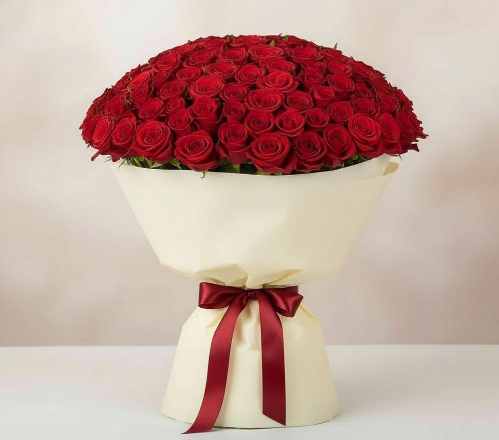 Букет 101 Красная роза Милано в Демихово