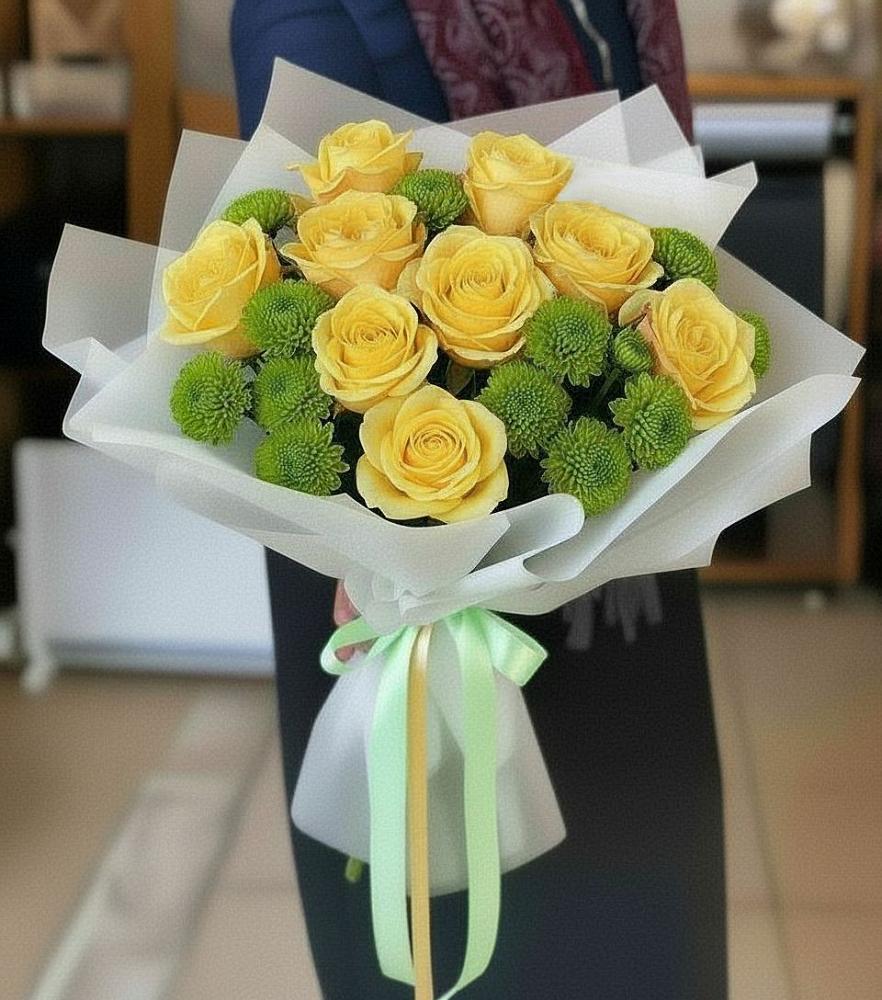 Букет цветов из: Хризантемы и Розы в Демихово
