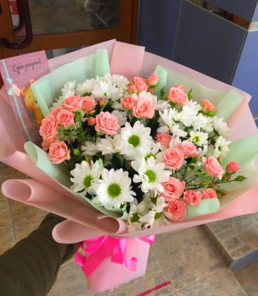 Букет цветов из: Розы и Хризантемы в Демихово