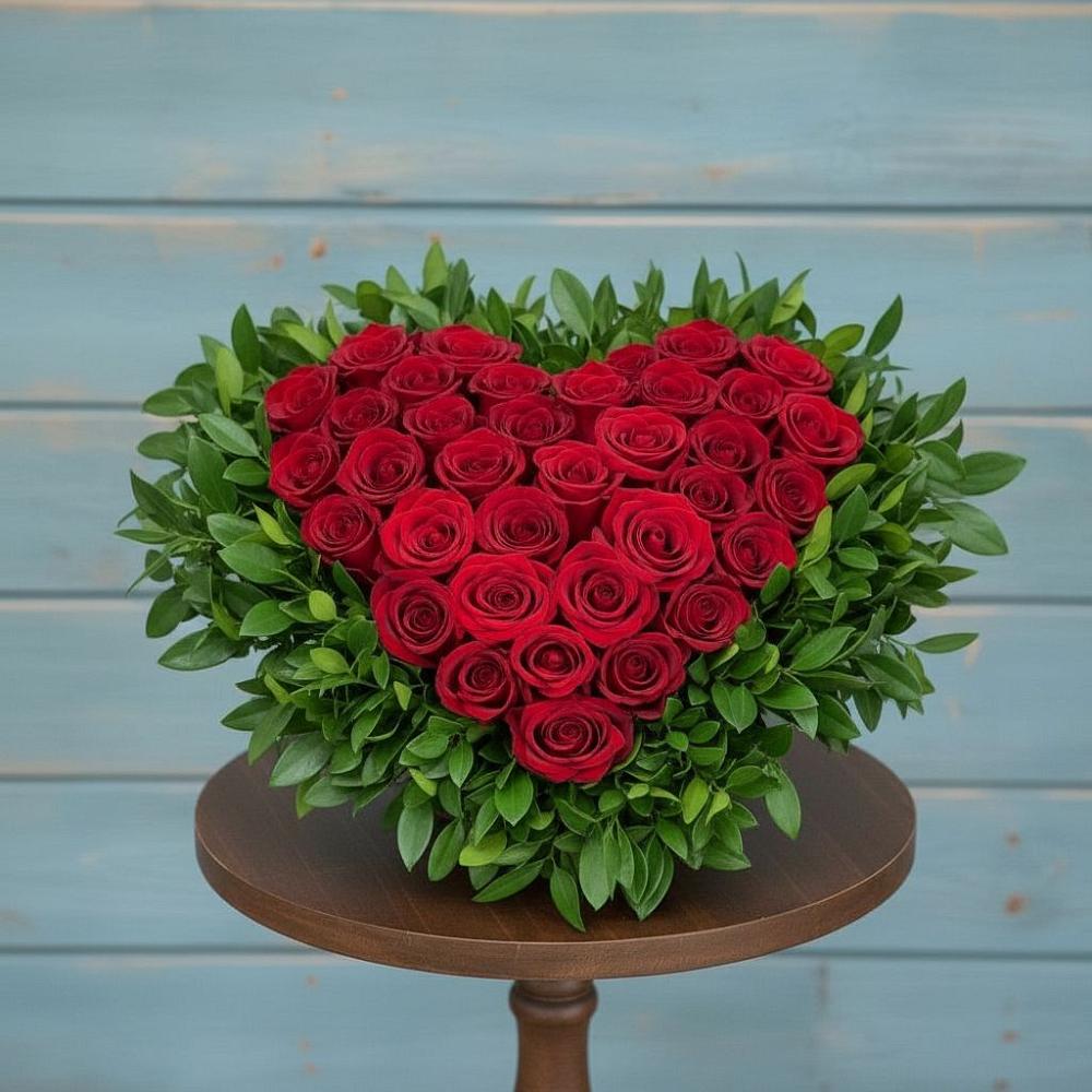 Цветочная композиция из Розы в виде сердца в Демихово