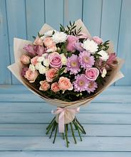 Букет цветов из:  Хризантемы, Розы и Альстромерии в Демихово