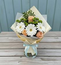 Букет цветов из:  Герберы, Розы и Хризантемы в Демихово
