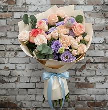 Букет цветов из:  Розы, Лизиантусы и Гвоздики #REPLACE_PRED# Демихово