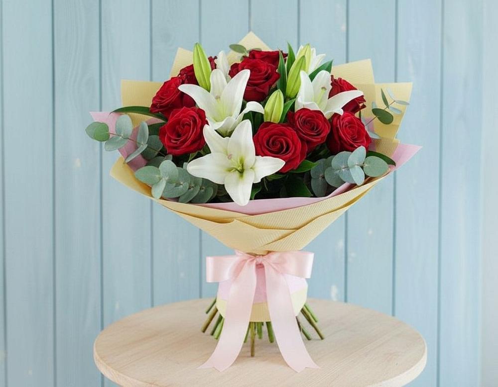 Букет цветов из: Лилии и Розы в Демихово